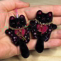 Image 2 of Micro Cat Keychains w/ Wiggly Tails and Chain