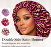 Leopard Floral Satin Print Reversible Bonnets