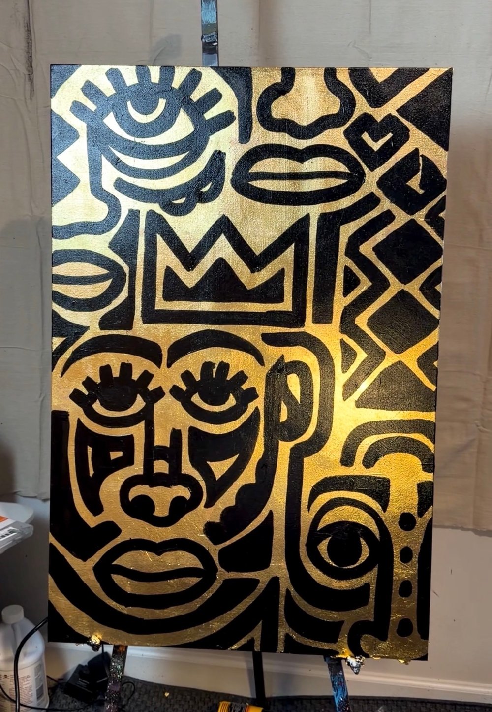 Image of Faces 9 Gold - ORIGINAL PAINTING 