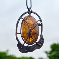 Image 2 of Elevate. Crackled quartz and copper pendant 
