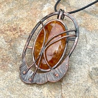 Image 1 of Elevate. Crackled quartz and copper pendant 
