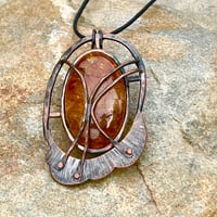 Image 3 of Elevate. Crackled quartz and copper pendant 