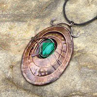 Image 3 of Transformation. Limpet inspired pendant with malachite stone