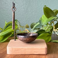 Image 2 of  Hum Bowl Rest – Handmade Bronze Meditation Bowl | Oak