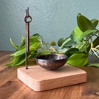 Image 1 of  Hum Bowl Rest – Handmade Bronze Meditation Bowl | Oak