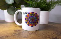 Handmade Leo Mug with a Mandala, drink, birthdate, coffee, tea, cup, gift, birthday, astrology