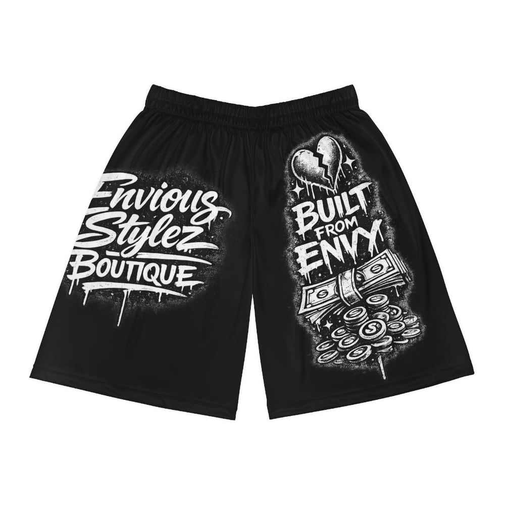 Image of Built From Envy Basketball Shorts — Streetwear Black AOP