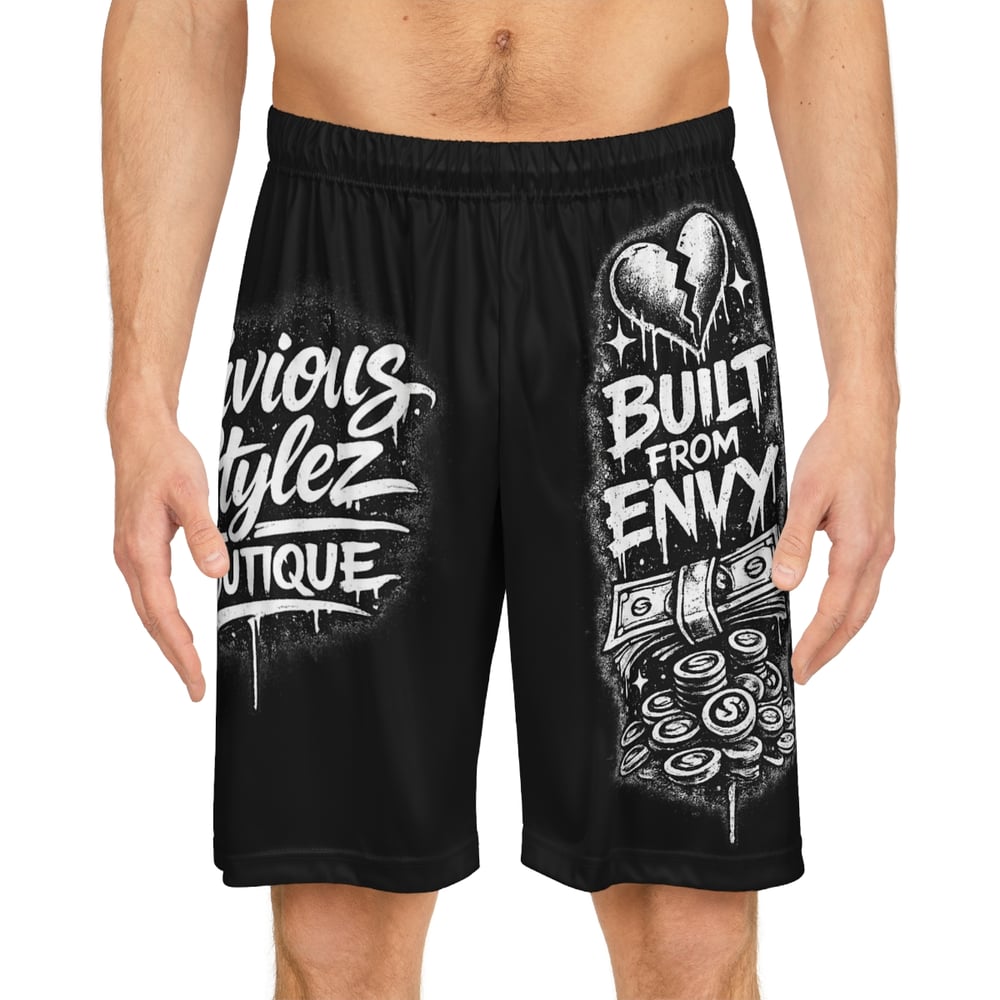 Image of Built From Envy Basketball Shorts — Streetwear Black AOP