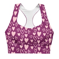 Image 1 of PINK HEARTS LONGLINE SPORTS BRA