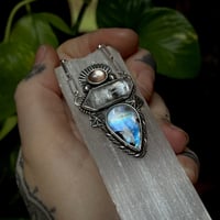 Image 1 of Oregon Sunstone, Tibetan Quartz & Moonstone Talisman