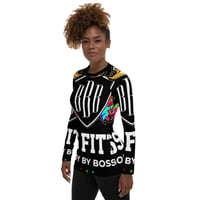 Image 3 of BOSSFITTED Black and Colorful Logo AOP Long Sleeve Women's Compression Shirt 