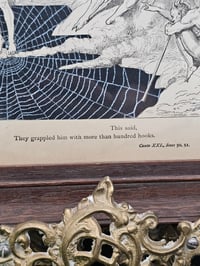 Image 5 of Large -STATEMENT PIECE "1800's Dante Inferno Gustave Dore" page with preserved spider web - D