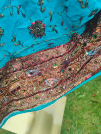 Image 7 of Boho sari beach skirt - Turquoise jewel