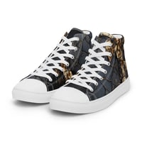 Image 11 of Gold and Black Tattered Texture Look Goth Inspired Women’s high top canvas shoes