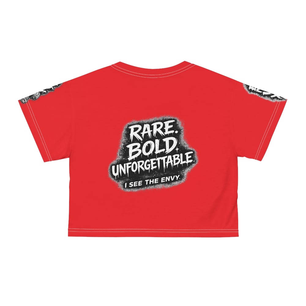 Image of Envious Stylez Boutique Red Graffiti Crop Tee — "Rare. Bold. Unforgettable"