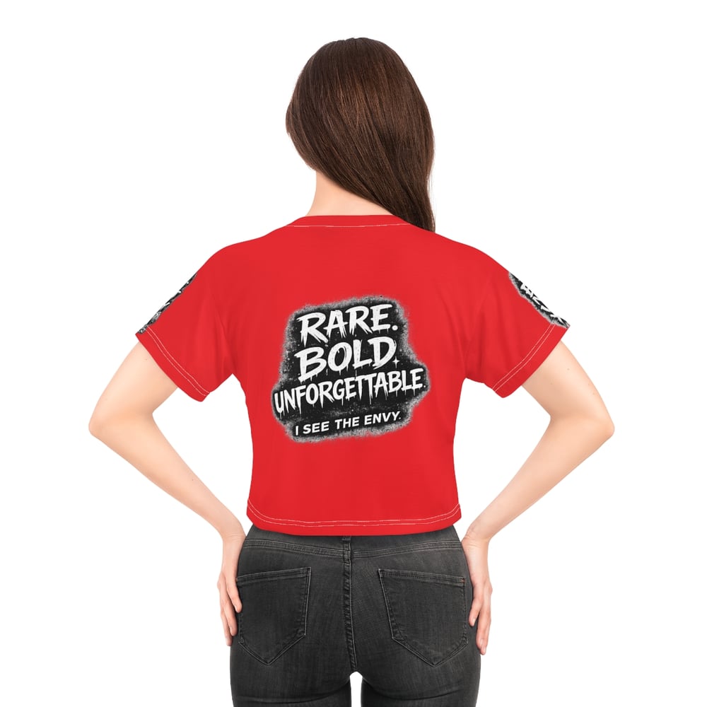 Image of Envious Stylez Boutique Red Graffiti Crop Tee — "Rare. Bold. Unforgettable"