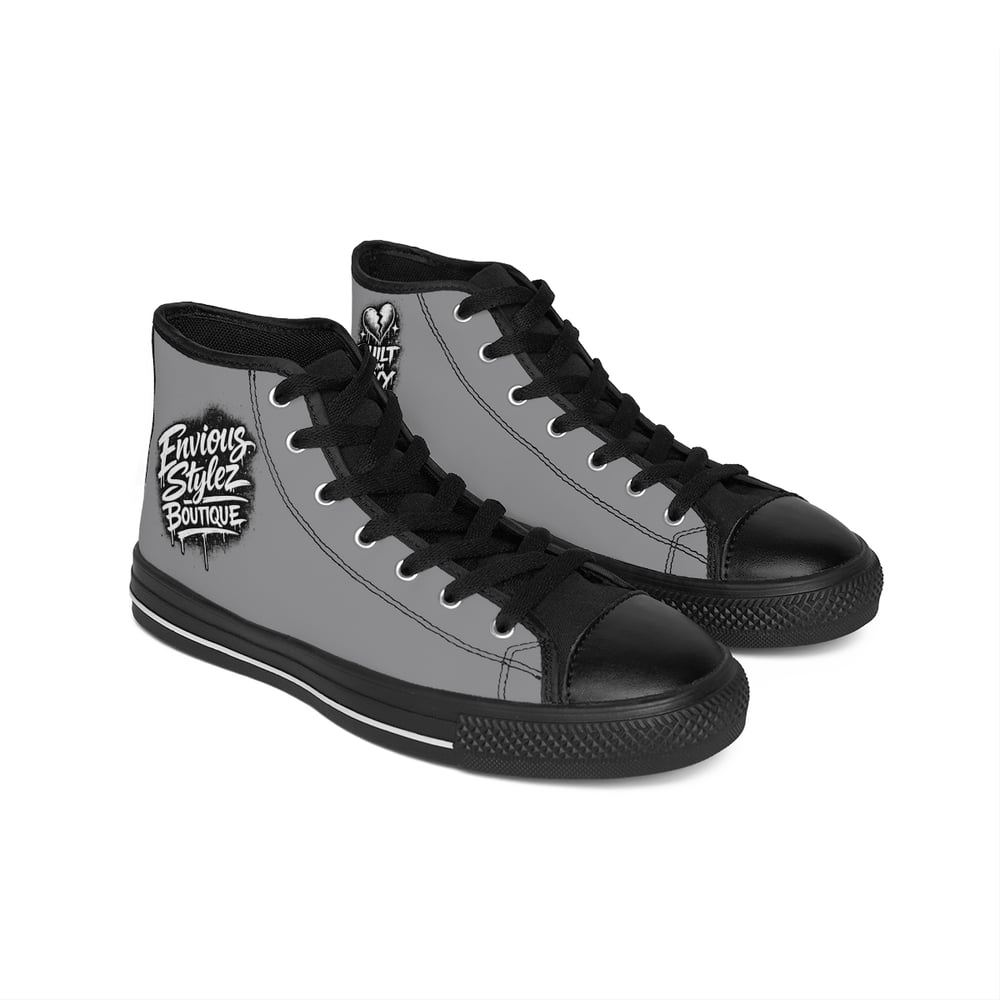 Image of MENS Classic High-Top Sneakers — "Rare Bold Unforgettable" Gray Graphic