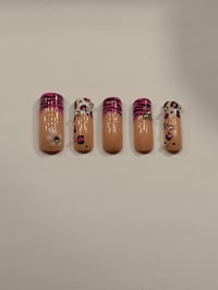 Image 1 of LONG RECTANGLE PINK ZEBRA AND CHEETAH PRINT 2000S ACRYLIC NAILS