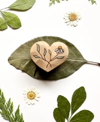 Image 3 of Natural Wood Burned Flower Heart 2