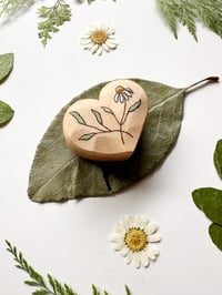 Image 2 of Natural Wood Burned Flower Heart 2