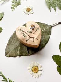 Image 2 of Natural Wood Burned Flower Heart 1