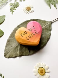 Image 2 of You are Loved - Mini Wood Burned Heart