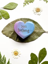 Image 3 of You Belong - Mini Wood Burned Heart