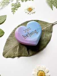 Image 2 of You Belong - Mini Wood Burned Heart