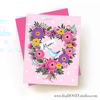 Image 1 of Floral Mom Heart Wreath
