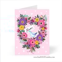 Image 2 of Floral Mom Heart Wreath