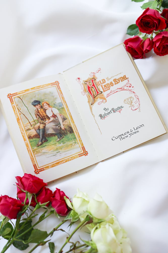 Image of Stunning Antique Victorian Auld Lang Syne Poem Book by Robert Burns 