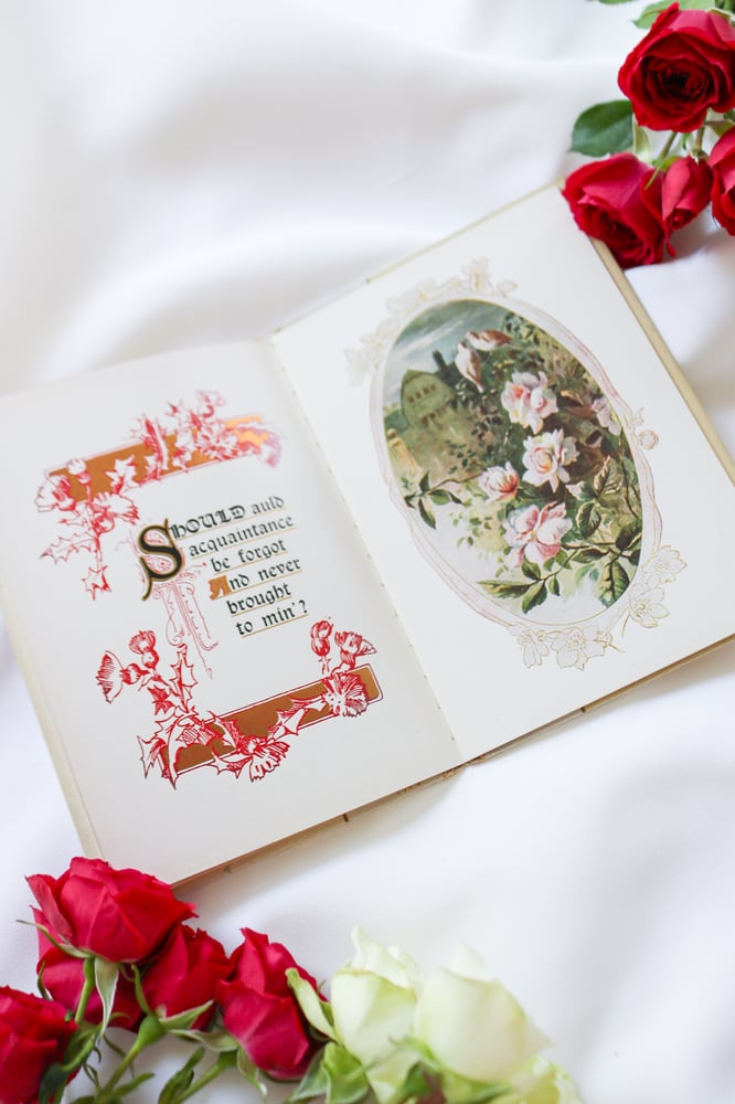 Image of Stunning Antique Victorian Auld Lang Syne Poem Book by Robert Burns 
