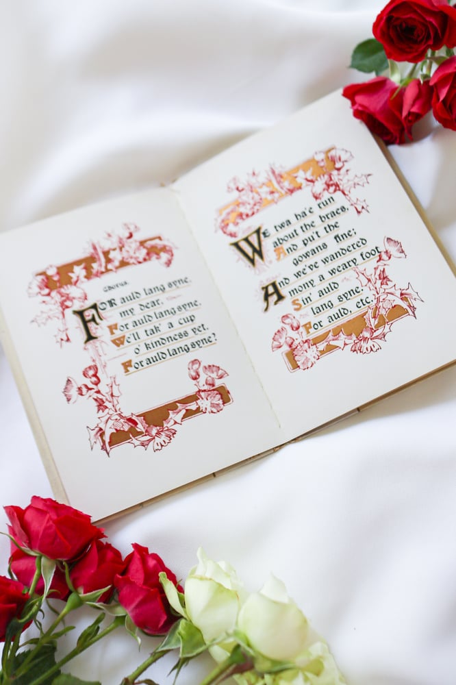 Image of Stunning Antique Victorian Auld Lang Syne Poem Book by Robert Burns 