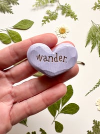 Image 1 of Wander - Mini Wood Burned Heart