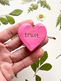 Image 1 of Trust - Mini Wood Burned Heart
