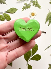 Image 1 of Resist - Mini Wood Burned Heart