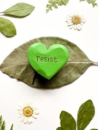 Image 3 of Resist - Mini Wood Burned Heart