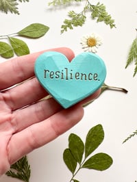 Image 1 of Resilience - Mini Wood Burned Heart