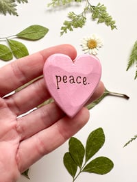 Image 1 of Peace - Mini Wood Burned Heart