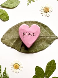 Image 3 of Peace - Mini Wood Burned Heart