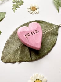 Image 2 of Peace - Mini Wood Burned Heart