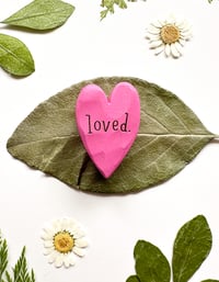 Image 3 of Loved - Mini Wood Burned Heart