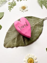Image 2 of Loved - Mini Wood Burned Heart