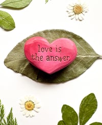 Image 3 of Love is the Answer - Mini Wood Burned Heart