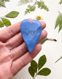 Image 1 of Joy - Mini Wood Burned Heart