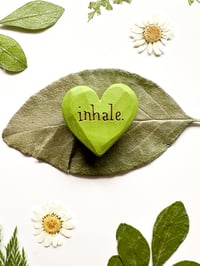 Image 3 of Inhale - Mini Wood Burned Heart