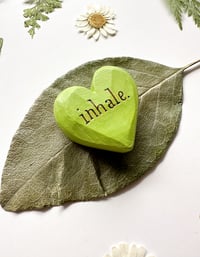 Image 2 of Inhale - Mini Wood Burned Heart