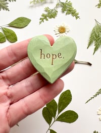 Image 1 of Hope Green - Mini Wood Burned Heart