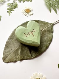 Image 2 of Hope Green - Mini Wood Burned Heart