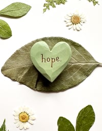 Image 3 of Hope Green - Mini Wood Burned Heart